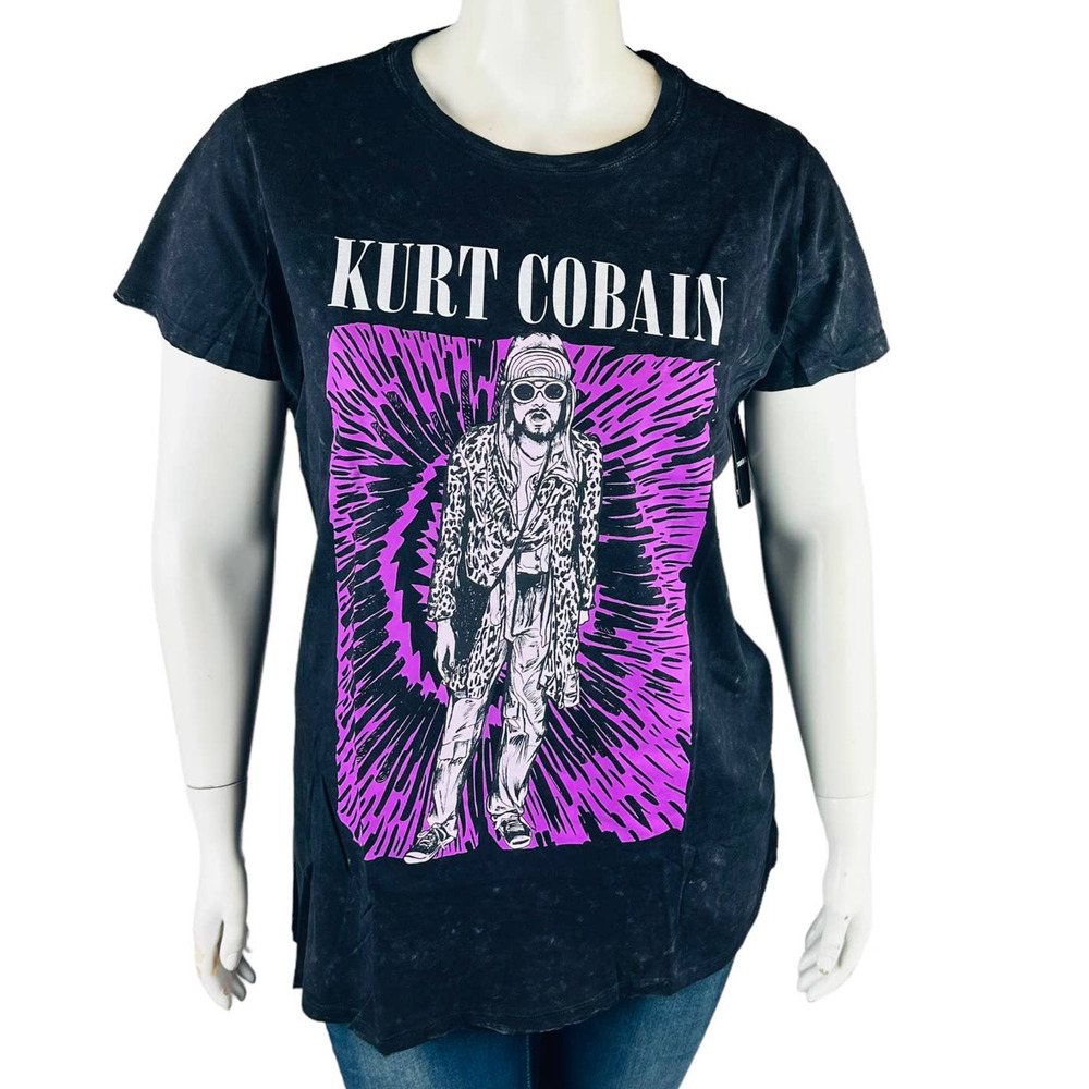 New Torrid Womans Sz 1 1X Plus Kurt Cobain Black Short Sleeve Tee‎ T-Shirt NWT